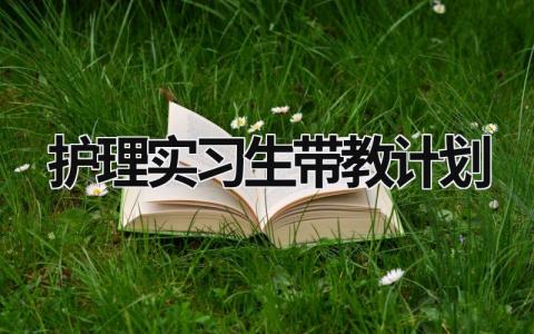 护理实习生带教计划 护理实习生带教计划 (20篇）