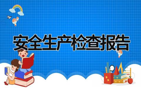 安全生产检查报告 安全生产检查报告书 (19篇）