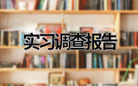 实习调查报告 社会实践调查报告 (17篇）