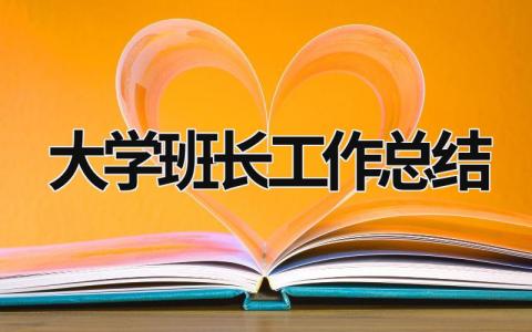 大学班长工作总结 大学班长工作总结1000字 (19篇）