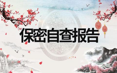 保密自查报告 派出所保密自查报告 (18篇）