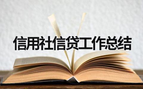 信用社信贷工作总结 信用社信贷员年终总结 (17篇）