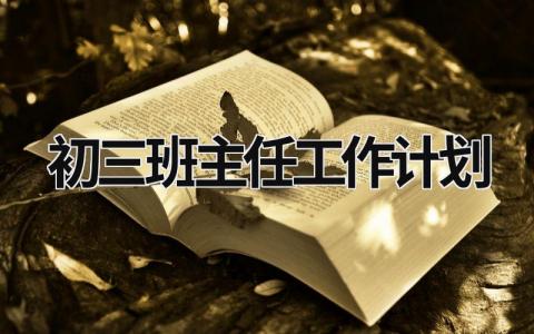 初三班主任工作计划 初三班主任工作计划 (15篇）