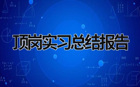 顶岗实习总结报告 顶岗实习总结3000字 (15篇）