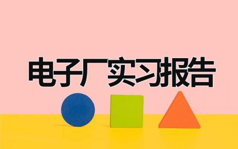 电子厂实习报告 电子厂实习报告 (20篇）