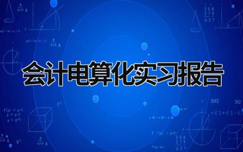 会计电算化实习报告 会计电算化实训报告书 (19篇）