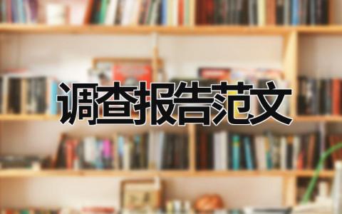 调查报告范文 调查报告范文300字左右 (19篇）