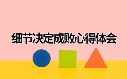 细节决定成败心得体会 细节决定成败心得体会100字 (17篇）