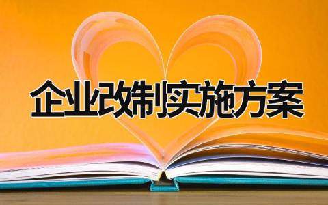 企业改制实施方案 企业改制政策 (14篇）