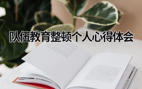 队伍教育整顿个人心得体会 队伍教育整顿个人心得体会2000字 (21篇）