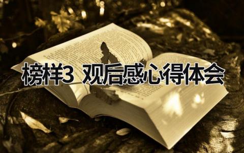 榜样3观后感心得体会 榜样3观后感心得体会精选4篇 (18篇）