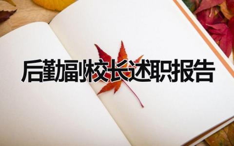 后勤副校长述职报告 小学后勤副校长述职报告 (19篇）