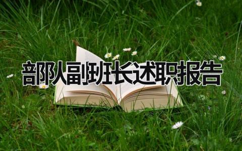 部队副班长述职报告 部队副班长述职报告2023 (19篇）