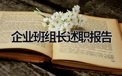 企业班组长述职报告 企业班组长述职报告ppt (20篇）