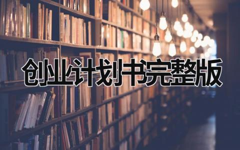 创业计划书完整版