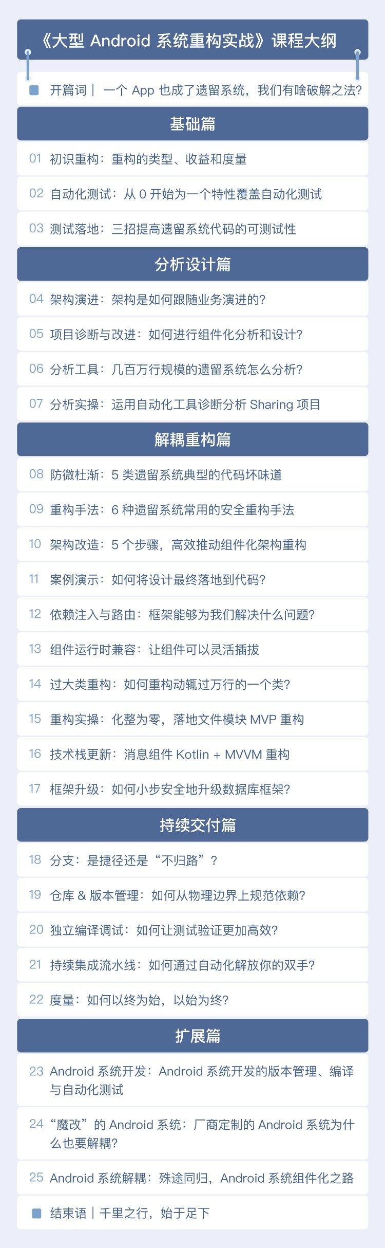 大型Android系统重构实战视频课程27讲